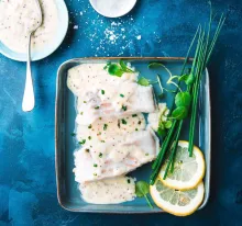 Cod cu sos cremos de lămâie și muștar